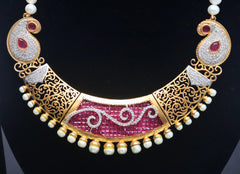 Imperial Ruby Pearl Necklace Set