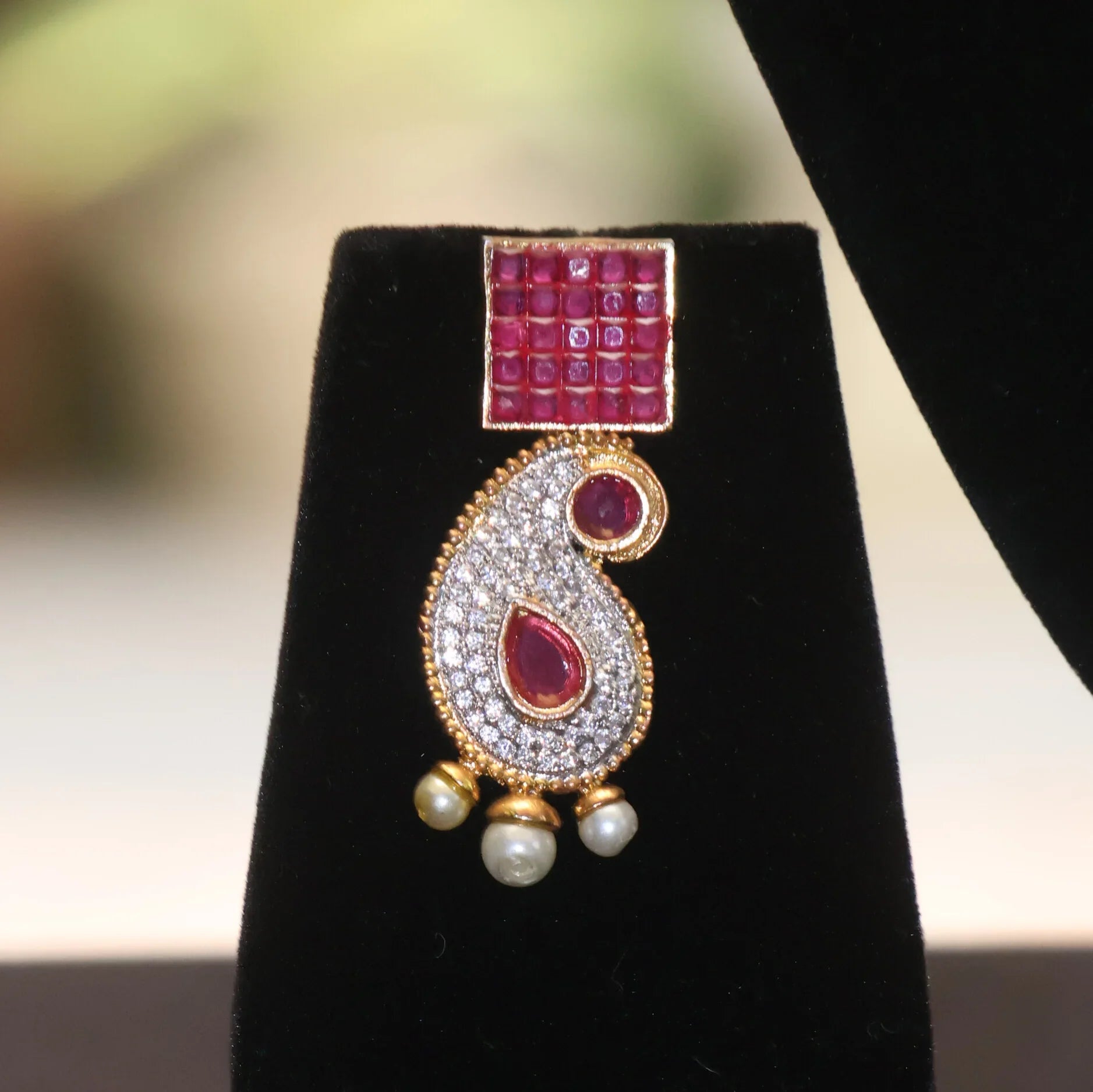 Imperial Ruby Pearl Necklace Set