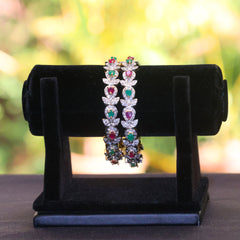 Emerald & Ruby Leaf Bangles