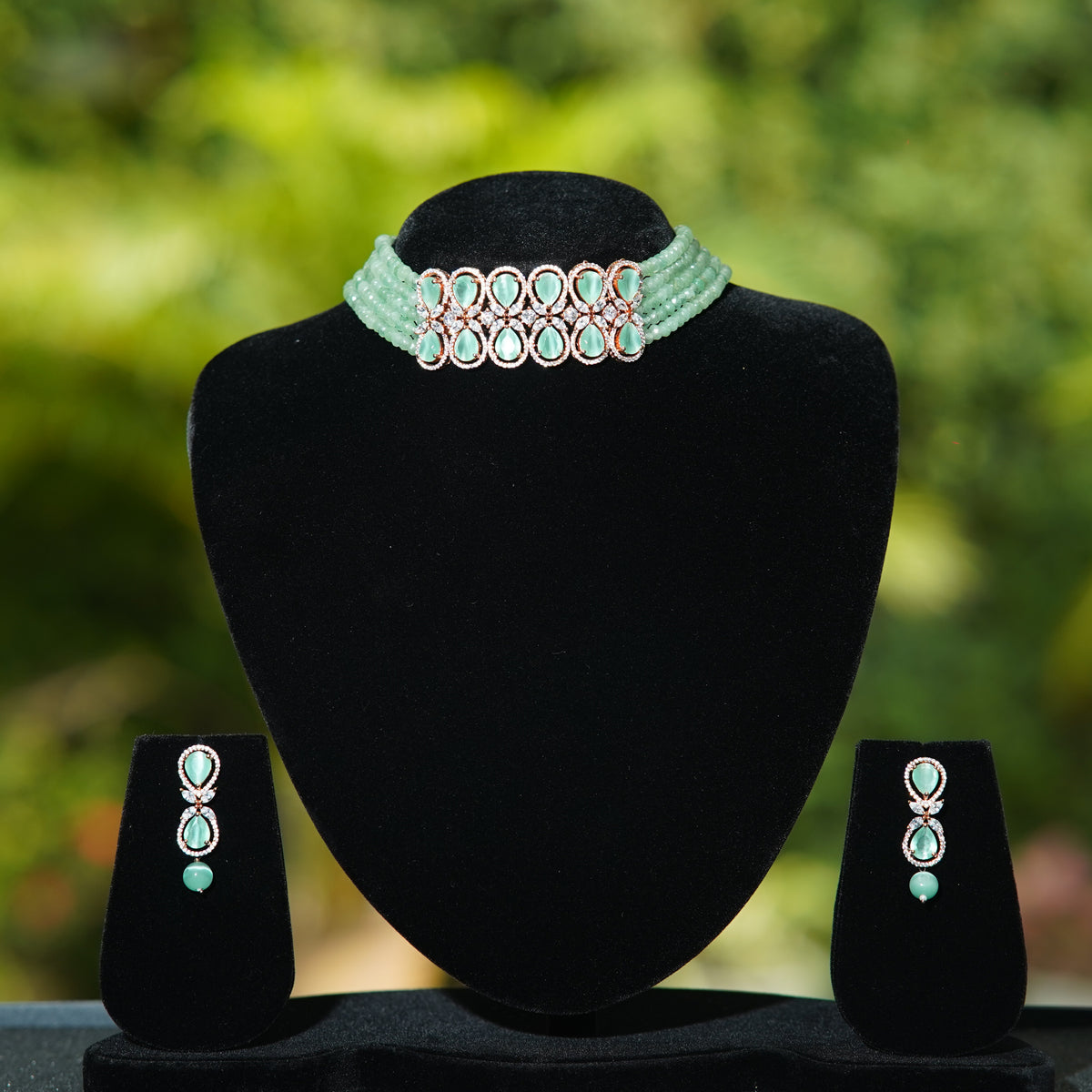 Pastel Green Onyx Choker Set