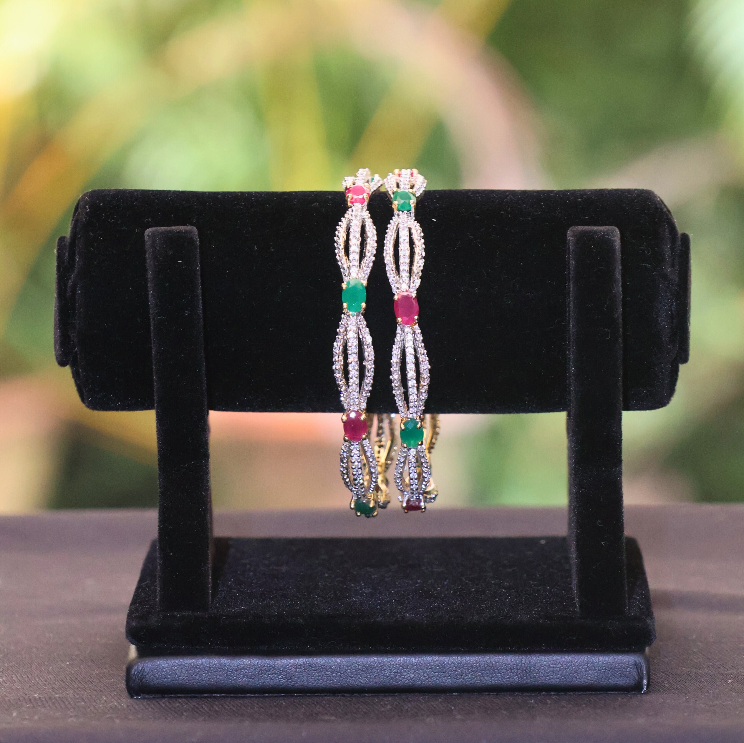 Emerald & Ruby Twist Bangles