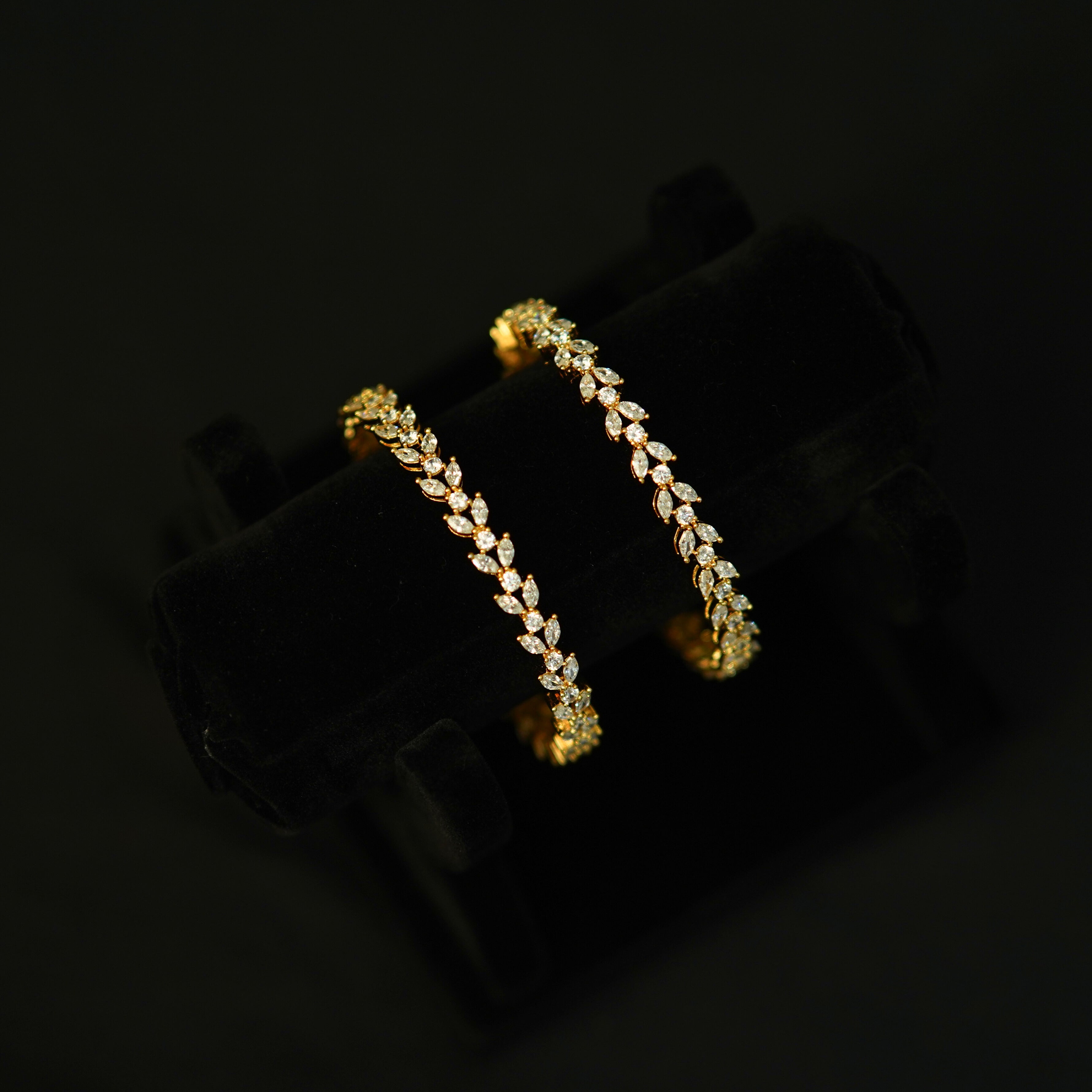 Leaf Motif Zircon Bangles