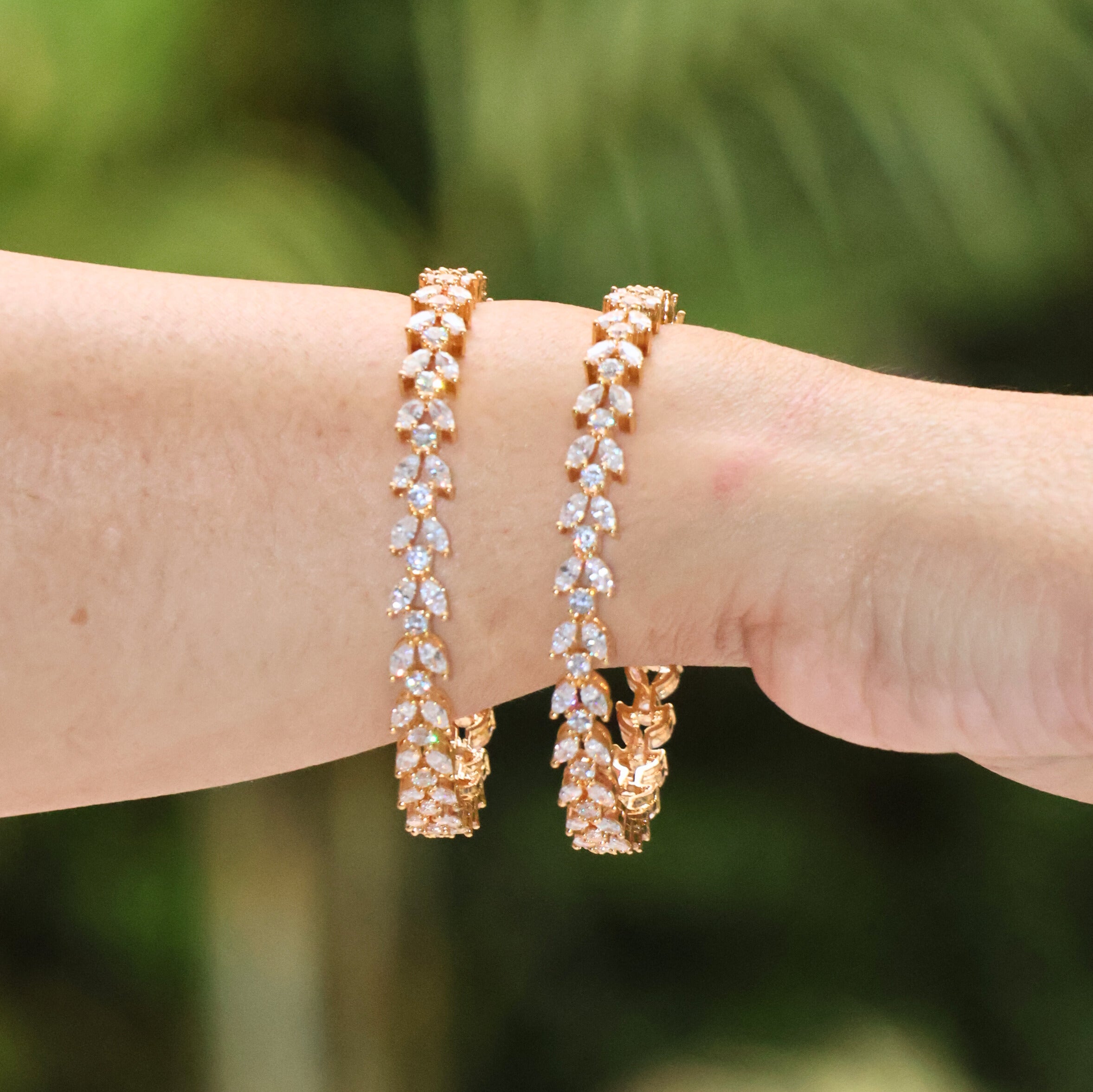 Leaf Motif Zircon Bangles