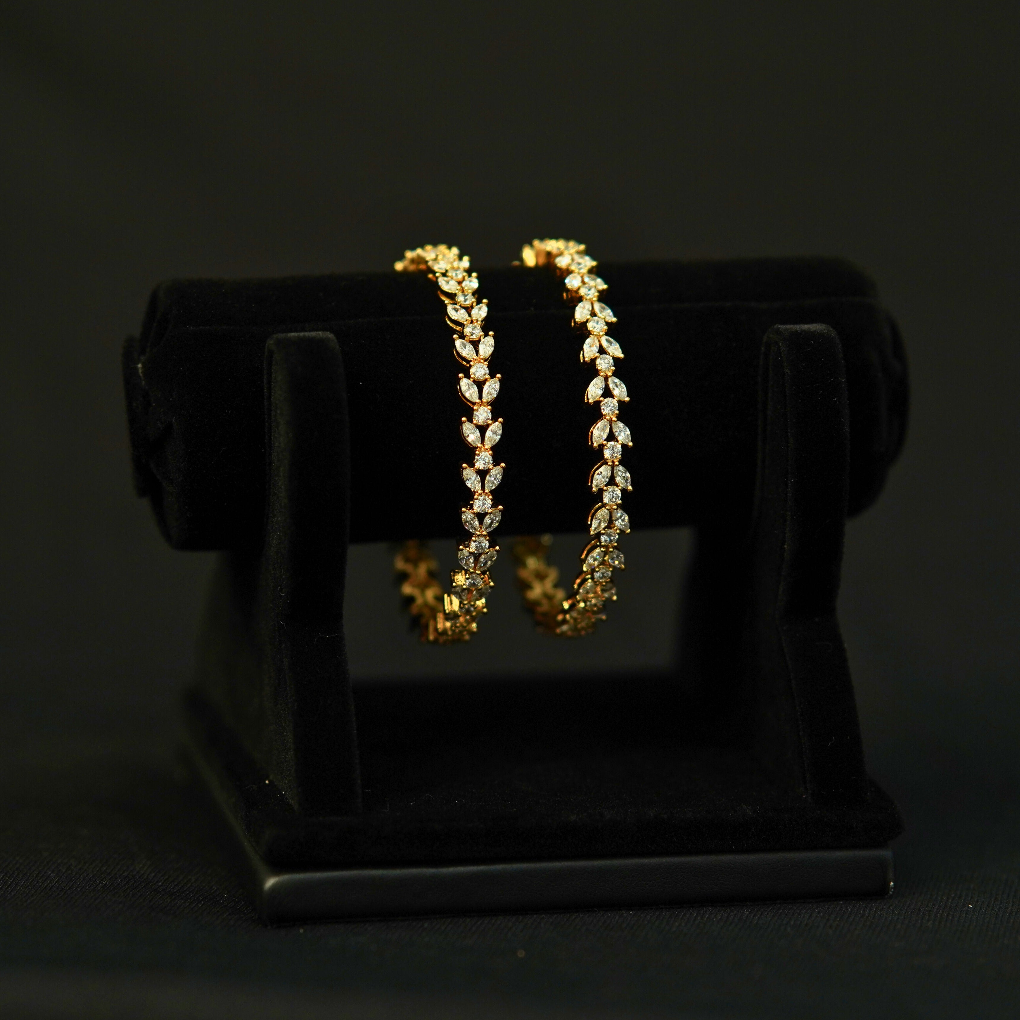 Leaf Motif Zircon Bangles