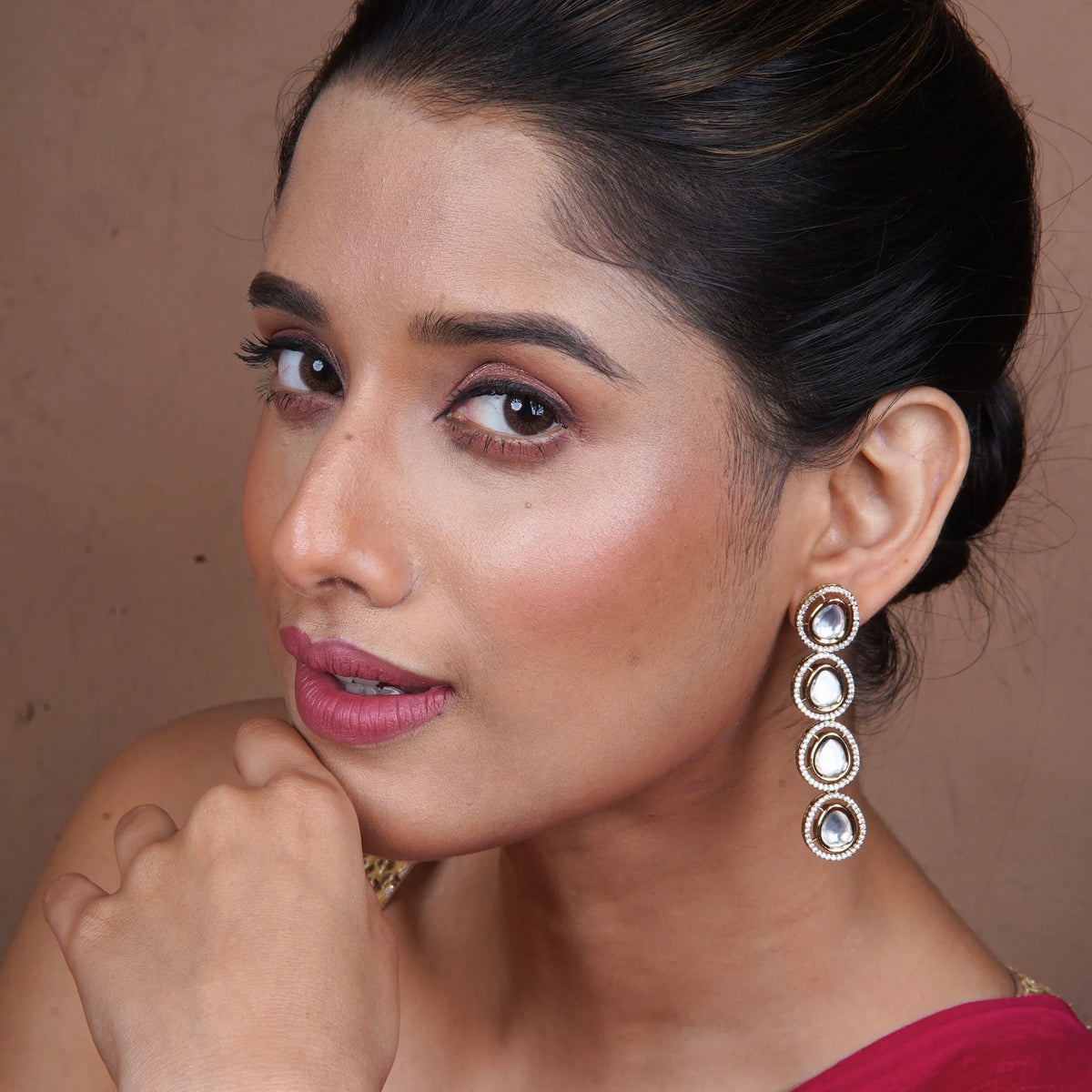 Moissanite Kundan Long Earring