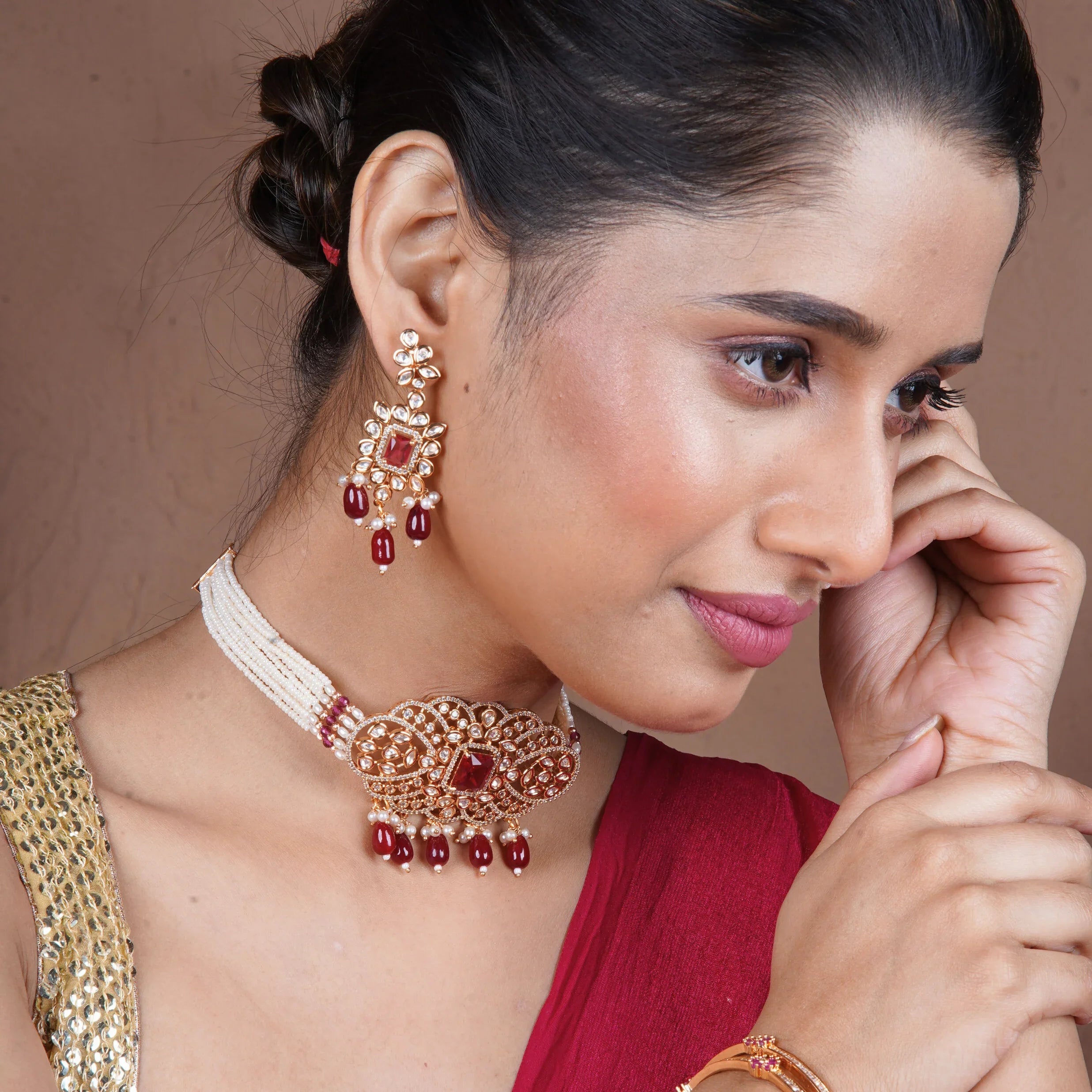 Ethnic Pearl & Kundan Choker Set