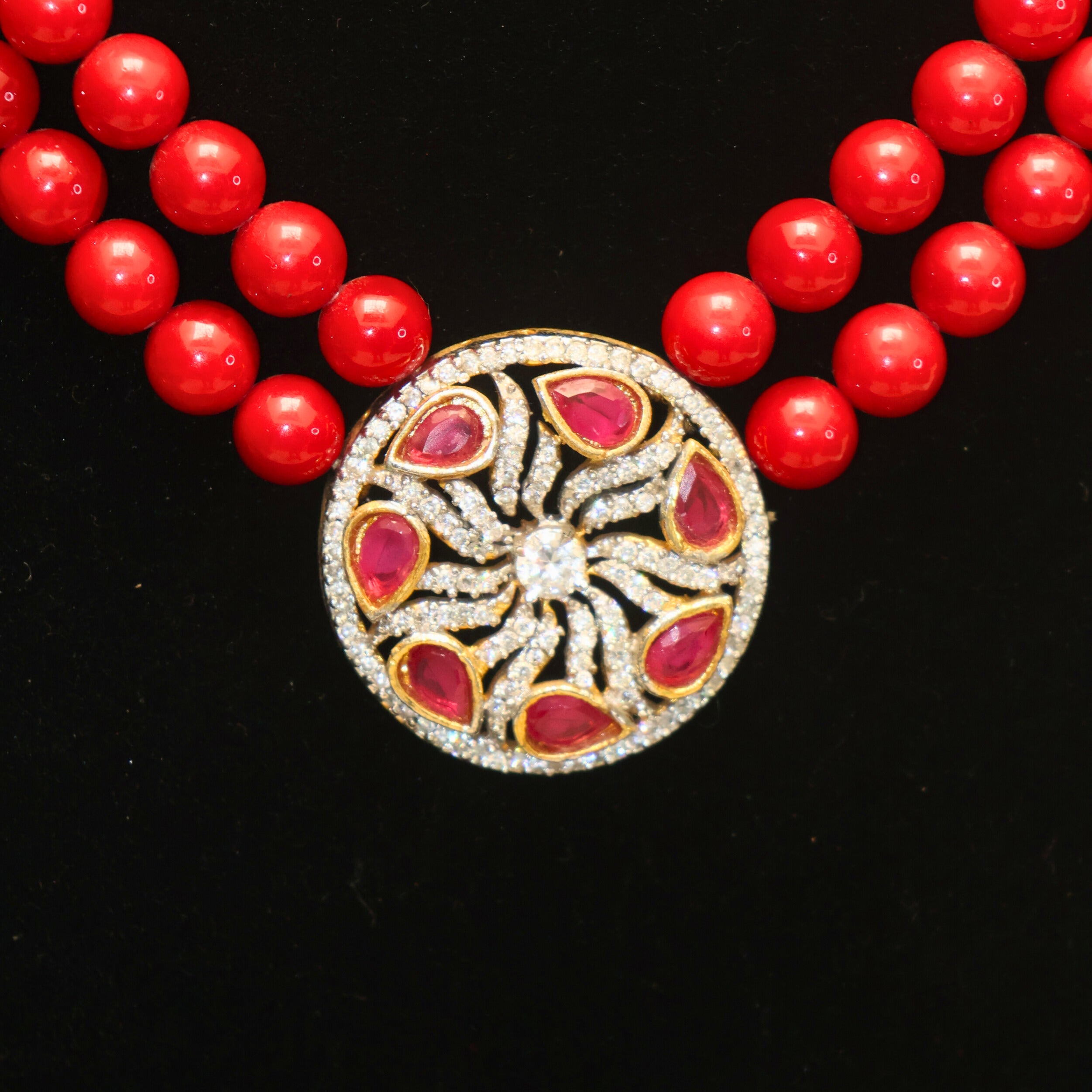 Scarlet Aura Double-Strand Pendant Set