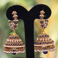 Blue & Golden Pearl Jhumka